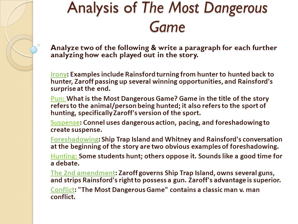 Analysis Of The Most Dangerous Game